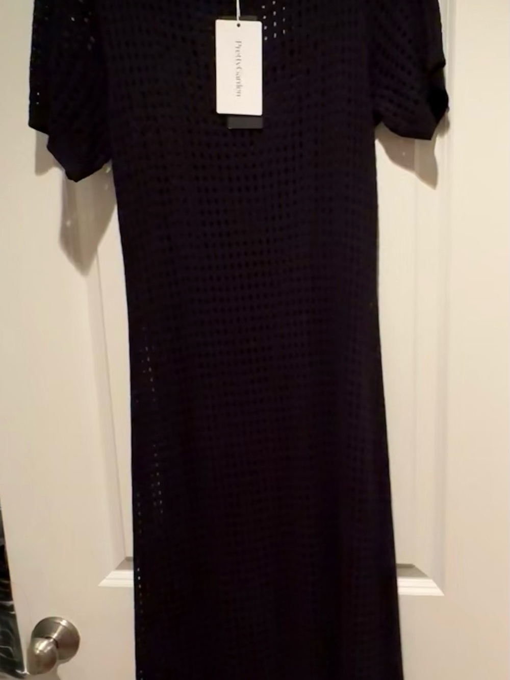Women’s Black Midi Knit Dress - Lightweight Short Sleeve
